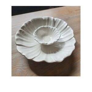 Dolly Parton EXQUISITE Floral Stoneware Serving Bowls SET White Sculptural Decor